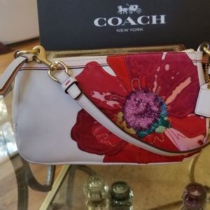 Limited edition leather Coach poppy flower bag